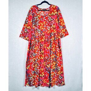 Ulla Popkin Dress Womens 18 Red Cotton Blend Tiered Maxi Cottage